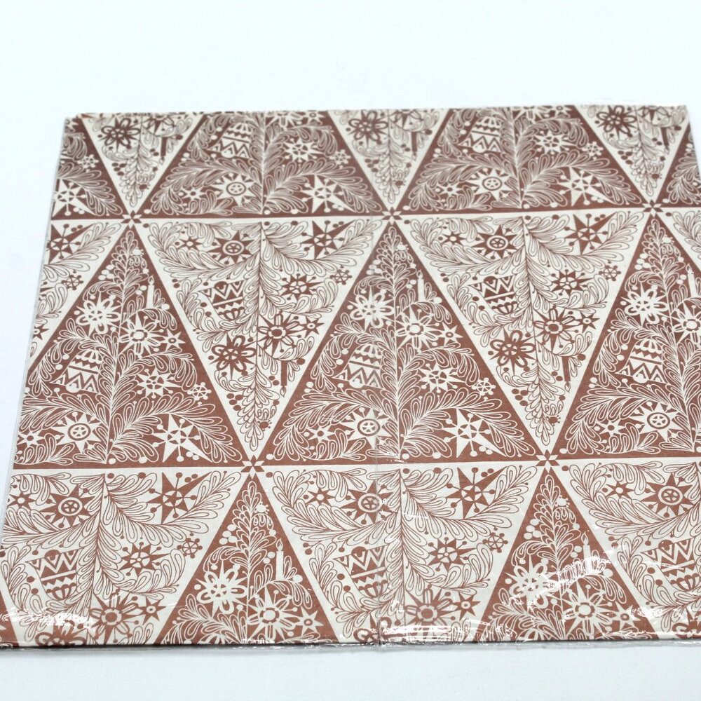 Vtg Brown & White Shimmering Gift Wrapping Paper One Sheet  30" X 20” & Name Tag